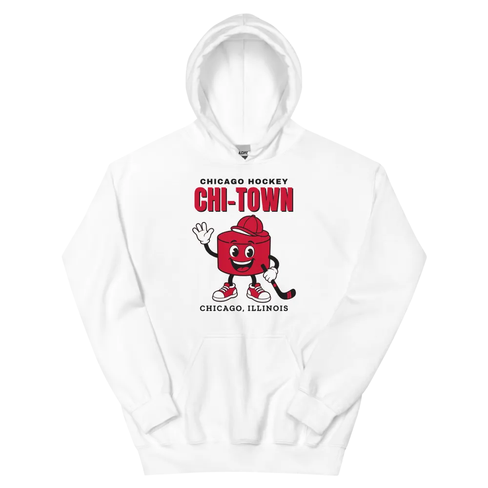 Chicago Hockey Chi-Town Puck — White Hoodie