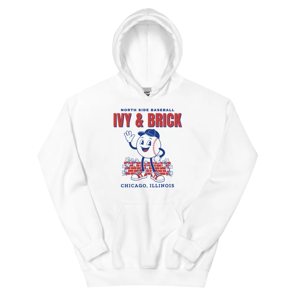 Chicago North Side Baseball Ivy and Brick — White Hoodie