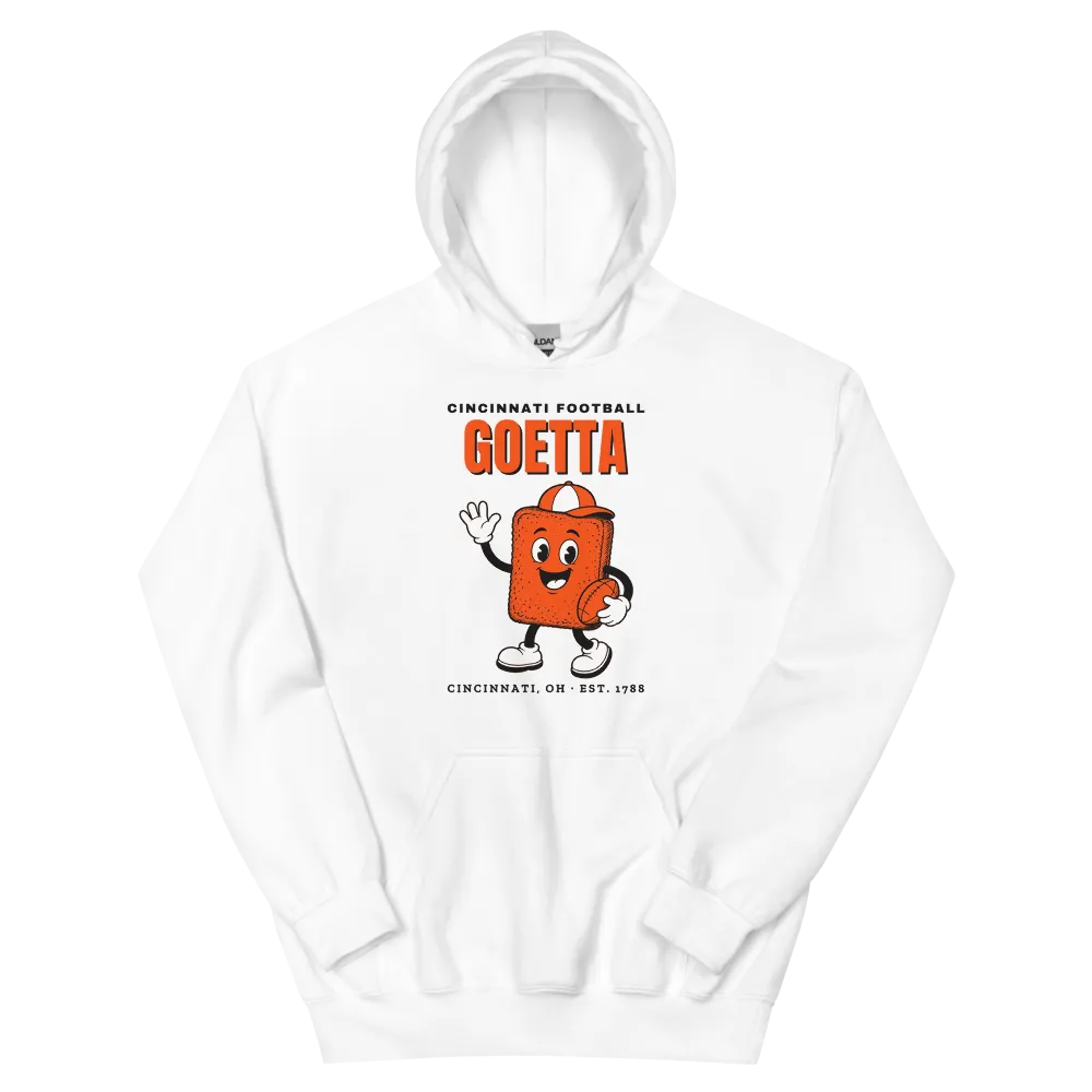 Cincinnati Football Goetta Brick — White Hoodie