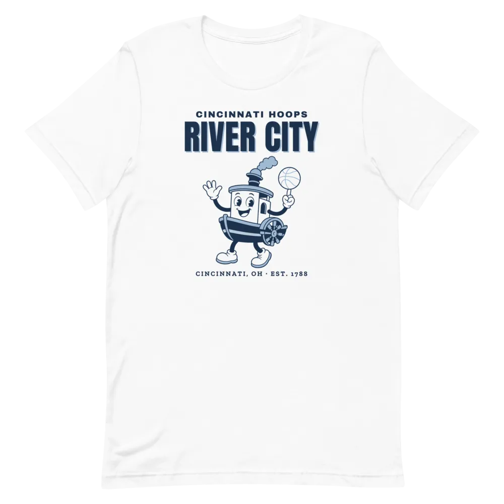 Cincinnati Hoops River City Riverboat — White T-Shirt