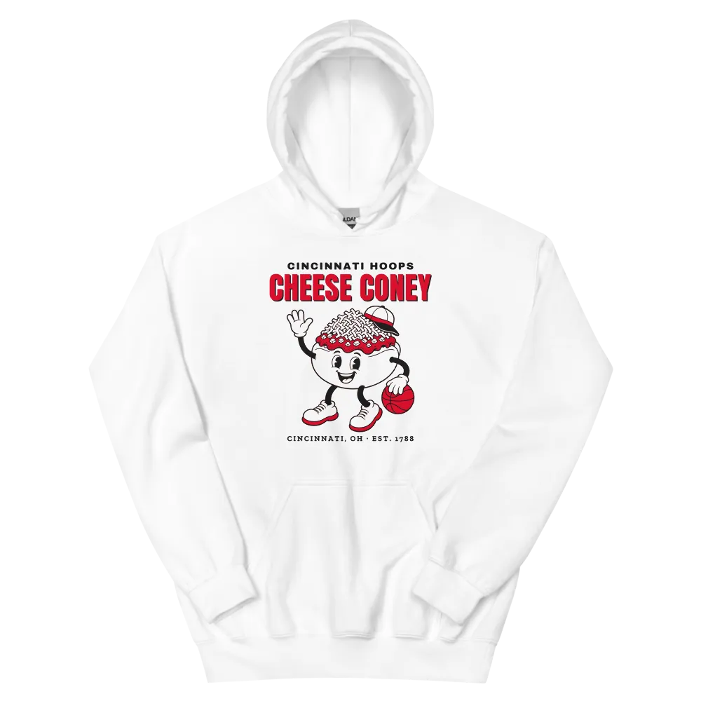 Cincinnati Hoops Cheese Coney — White Hoodie